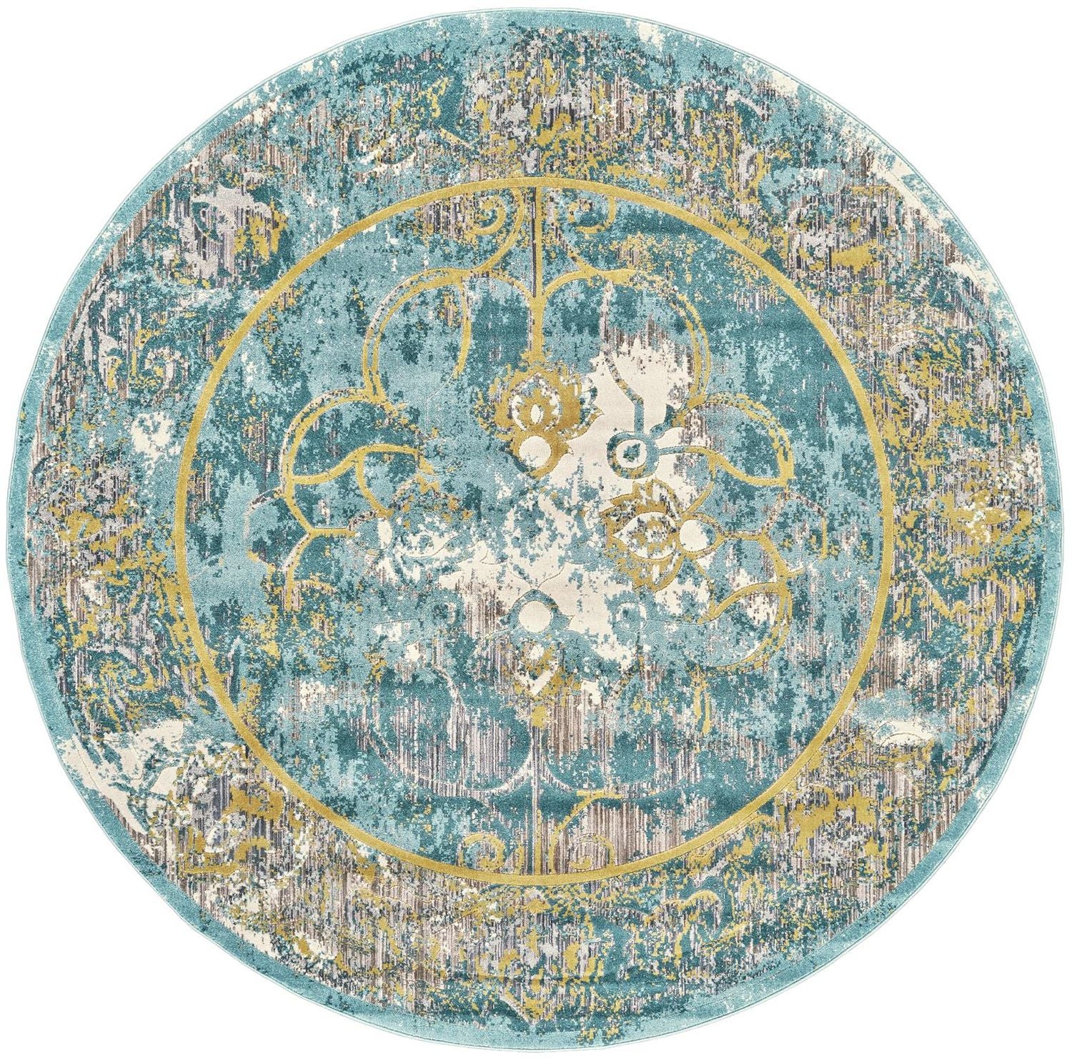 Arsene Teal and Yellow Rug by BD Fine