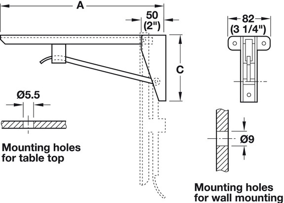 Hafele Folding Table Bracket  Hebgo  Light Duty