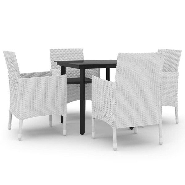 vidaXL Patio Dining Set Outdoor Table and Chair Set Poly Rattan and Glass