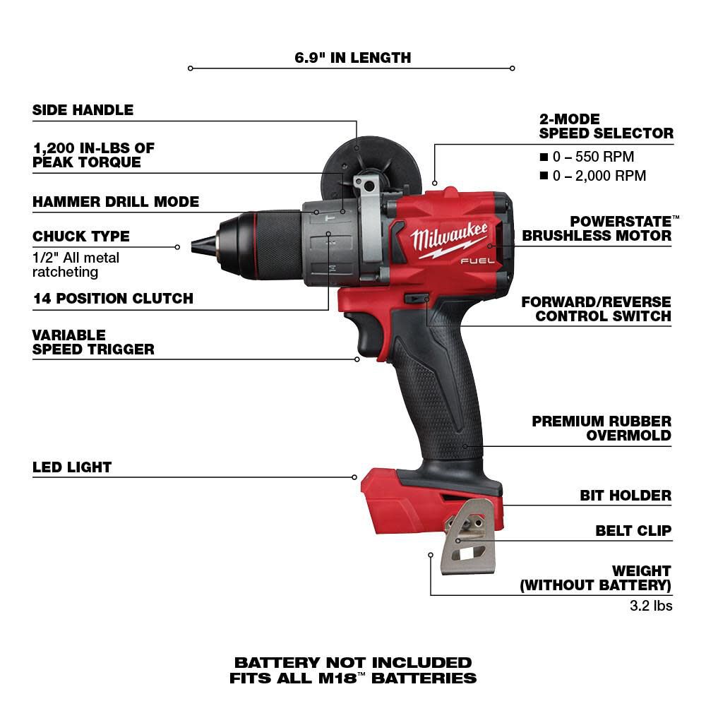 MW M18 FUEL 1/2 in. Hammer Drill 2804-20 from MW