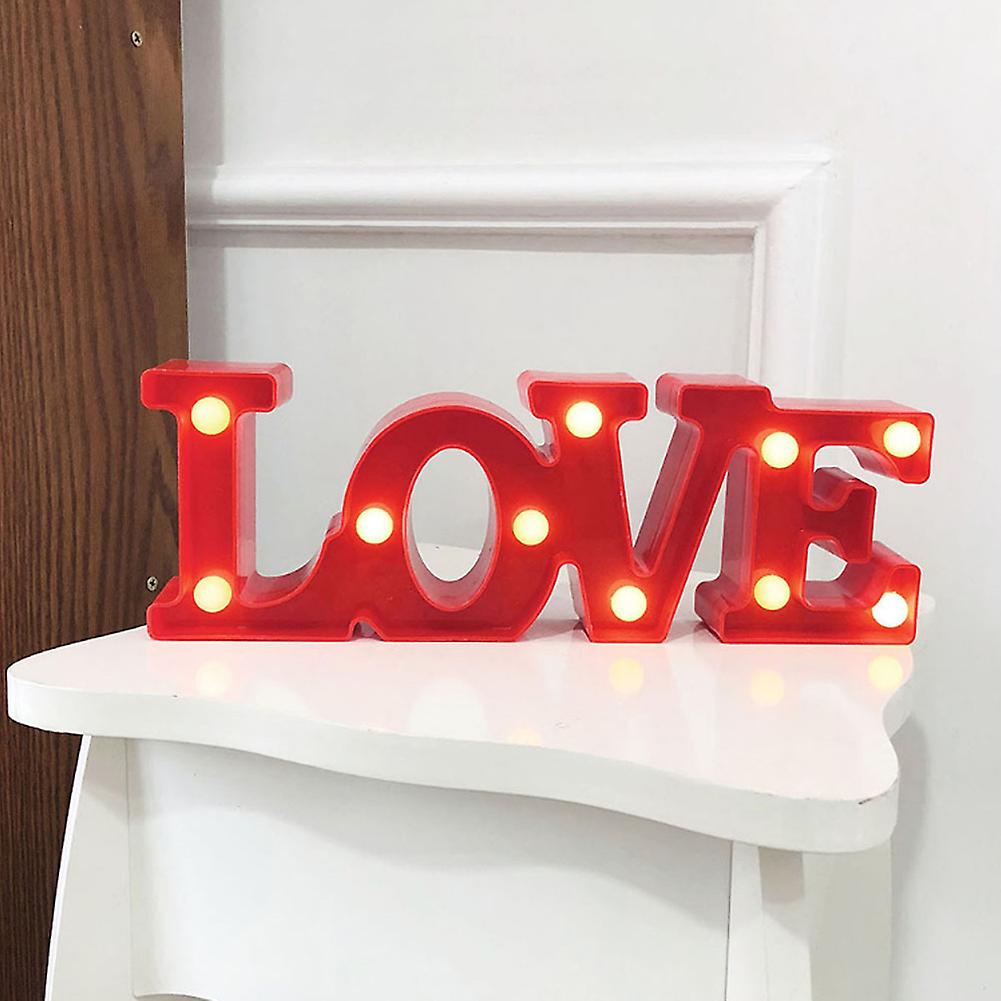 LED Night Light Romantic LOVE Word Decorative Lamp for Valentine's Day Proposal Confession Weddingwarm light