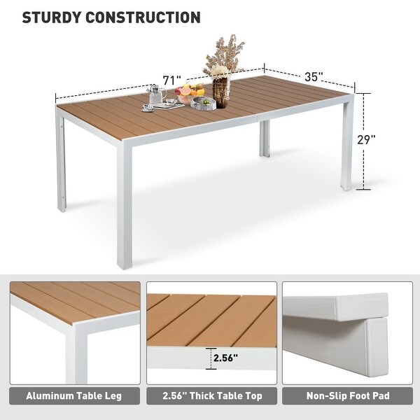 Patio Outdoor Table with Umbrella Hole for 8 Person，71