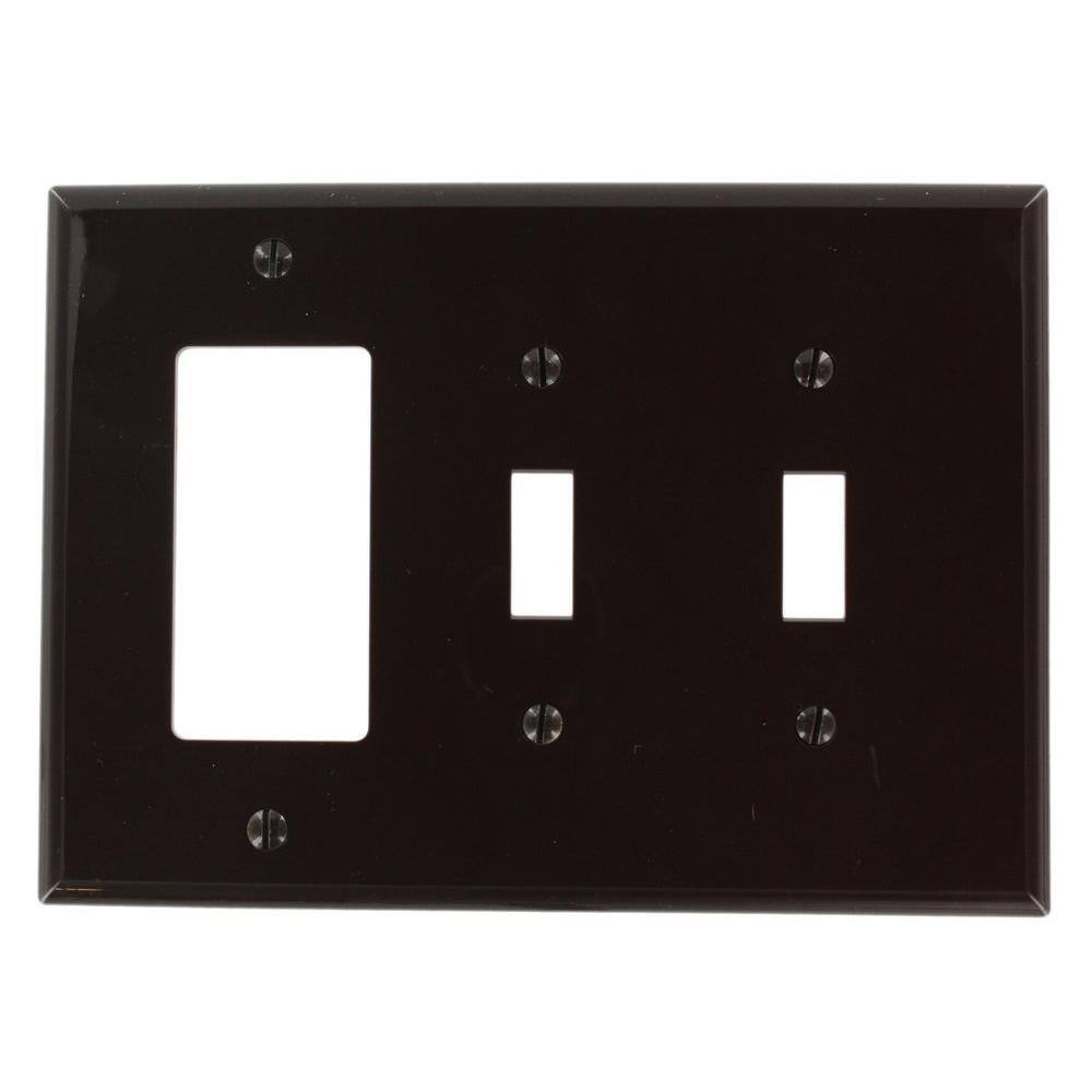 Leviton Brown 2-Gang 2-Toggle1-DecoratorRocker Wall Plate (1-Pack) PJ226