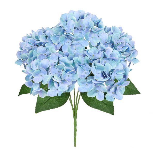 Set of 2 Natural Touch Blue Periwinkle Artificial Hydrangea Flower Stem Bush Bouquet 17in