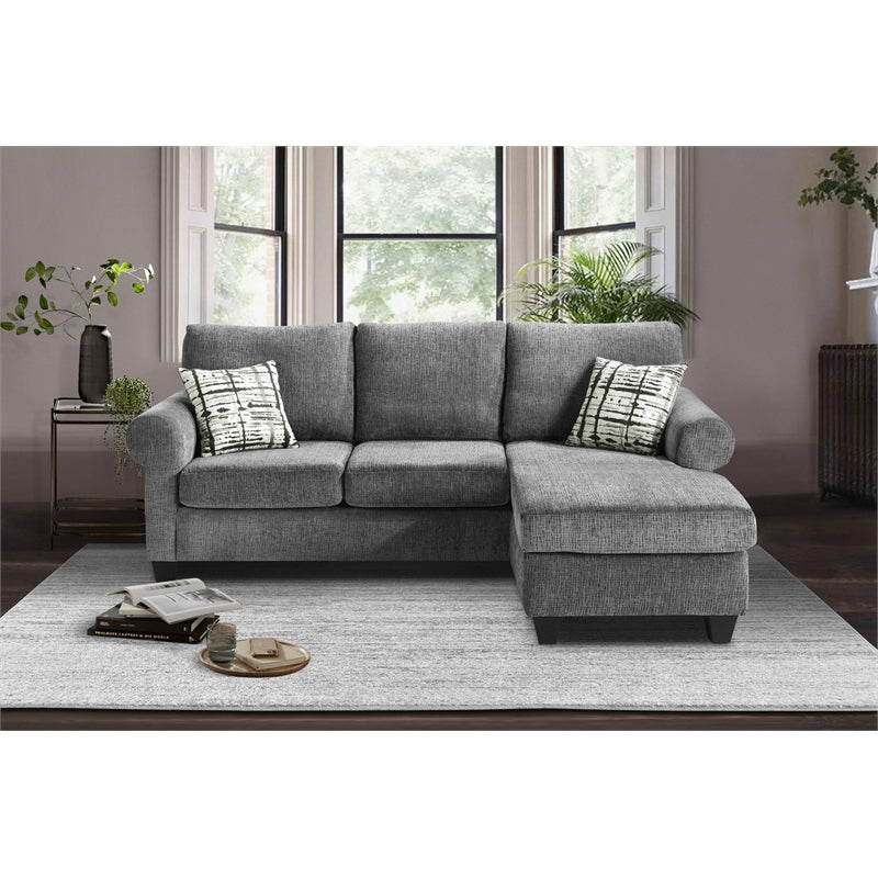 Lexicon Desboro Reversible Chenille Fabric Sectional with Chaise in Gray