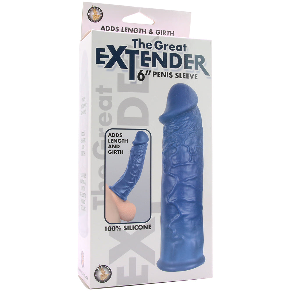 The Great Extender 6 Inch Penis Sleeve in Blue