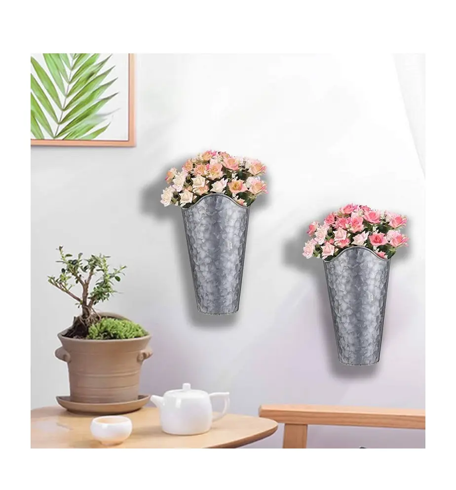 Completely Customizable Garden supplies galvanized planters rustic finished metal planters flower pots at low price