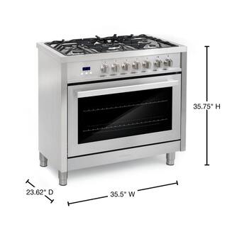 Cosmo Commercial-Style 36 in. 3.8 cu. ft. Single Oven Dual Fuel Range with 8 Function Convection Oven in Stainless Steel F965