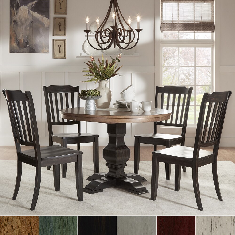 Eleanor Black Round Solid Wood Top 5 Piece Dining Set   Slat Back by iNSPIRE Q Classic