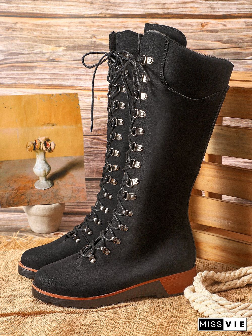 Retro Suede Zipper Martin Combat Boots