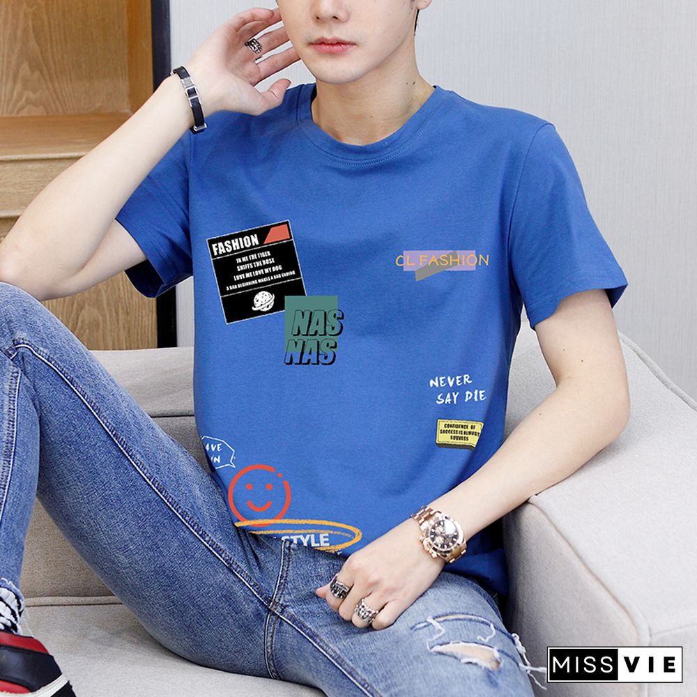 New Casual Summer 100% Cotton O-Neck T-Shirt Outwear Short Sleeve Tees Large Size M-4Xl Tshirt Youth Hip Hop Tops Clothing