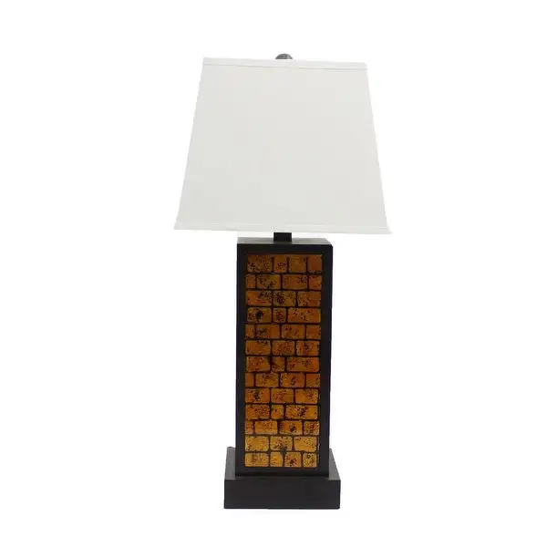 13 x 15 x 30.75 Black Metal With Yellow Brick Pattern - Table Lamp - 13 x 15 x 30.75