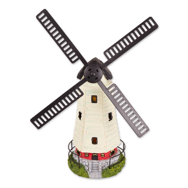 Polyresin Solar Windmill Lighthouse Sculpture Off white Zingz amp Thingz