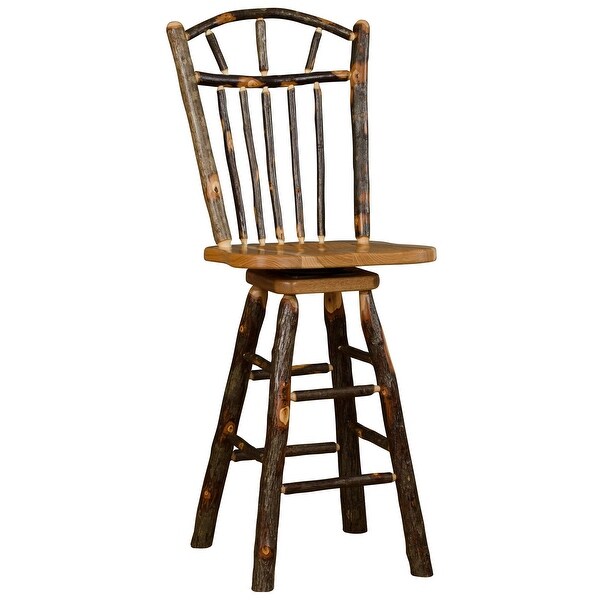 Hickory Log Wagon Wheel Barstool