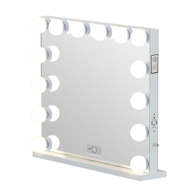 Marilyn Hollywood Vanity Mirror Pro - Tabletop or Wall Mount Vanity Mirror with 14 Dimmable LED Bulbs   VNT-8065BT-O-WHT