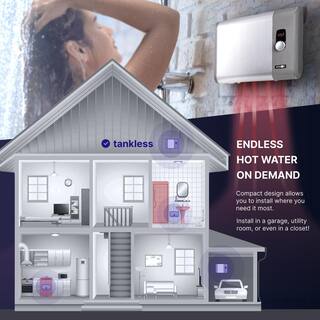 ATMOR 24kW 4.65 GPM Electric Tankless Water Heater Ideal for 2 Bedroom Home up to 5 Simultaneous Applications AT-24WH-HD