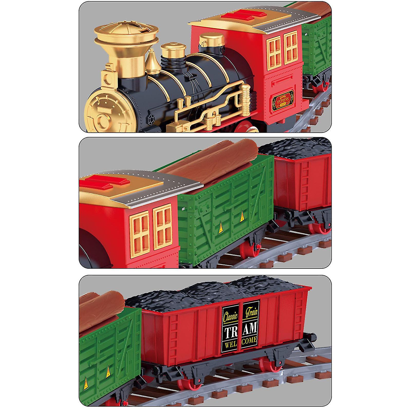 Toy Train Set With Lights And Sounds Steam Smoke Christmas Train Set  Railway Tracks Battery Operated Toys Gift For Kid