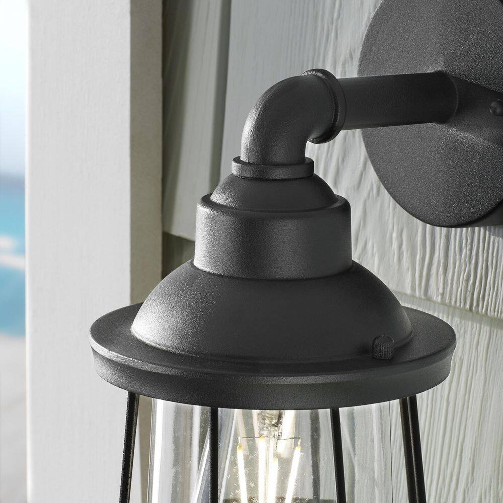 PRIVATE BRAND UNBRANDED 1-Light Black Hardwired Outdoor Nautical Wall Lantern Sconce G19332