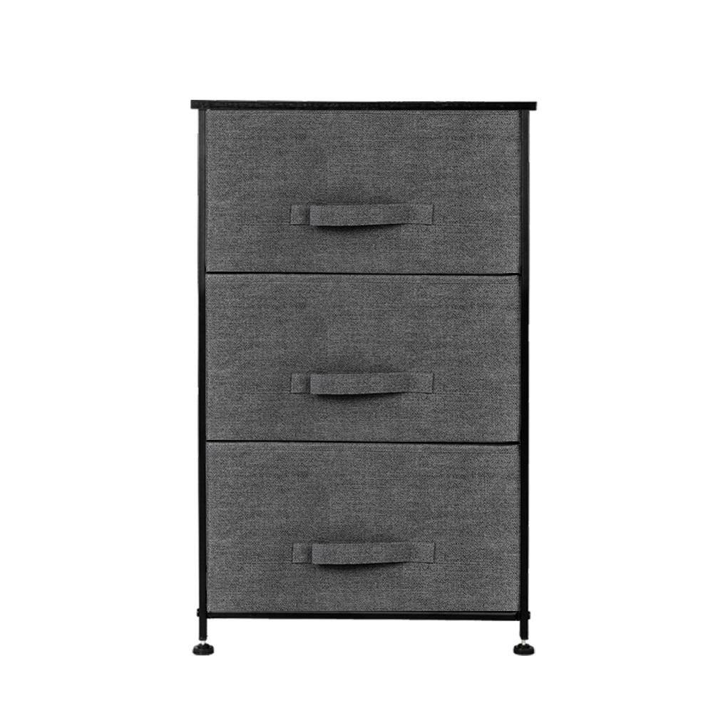 Karl home 12 in W. x 28.74 in. H Gray 3-Drawer Fabric Storage Chest with Gray Drawers 302992574447