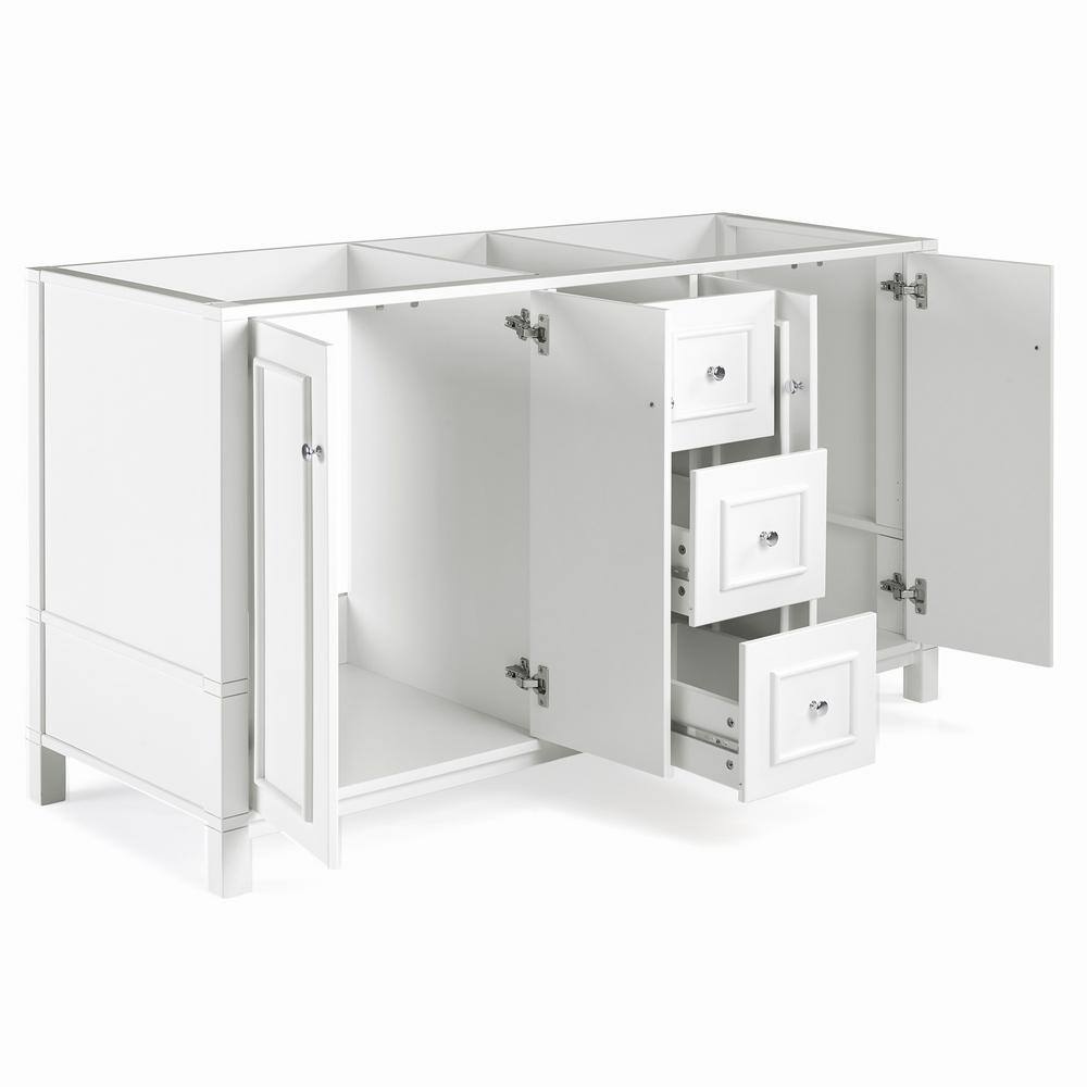 Alaterre Furniture Williamsburg 60 in. W x 21 in. D x 34 in. H Bath Vanity Cabinet without Top in White AVAN60WHBB