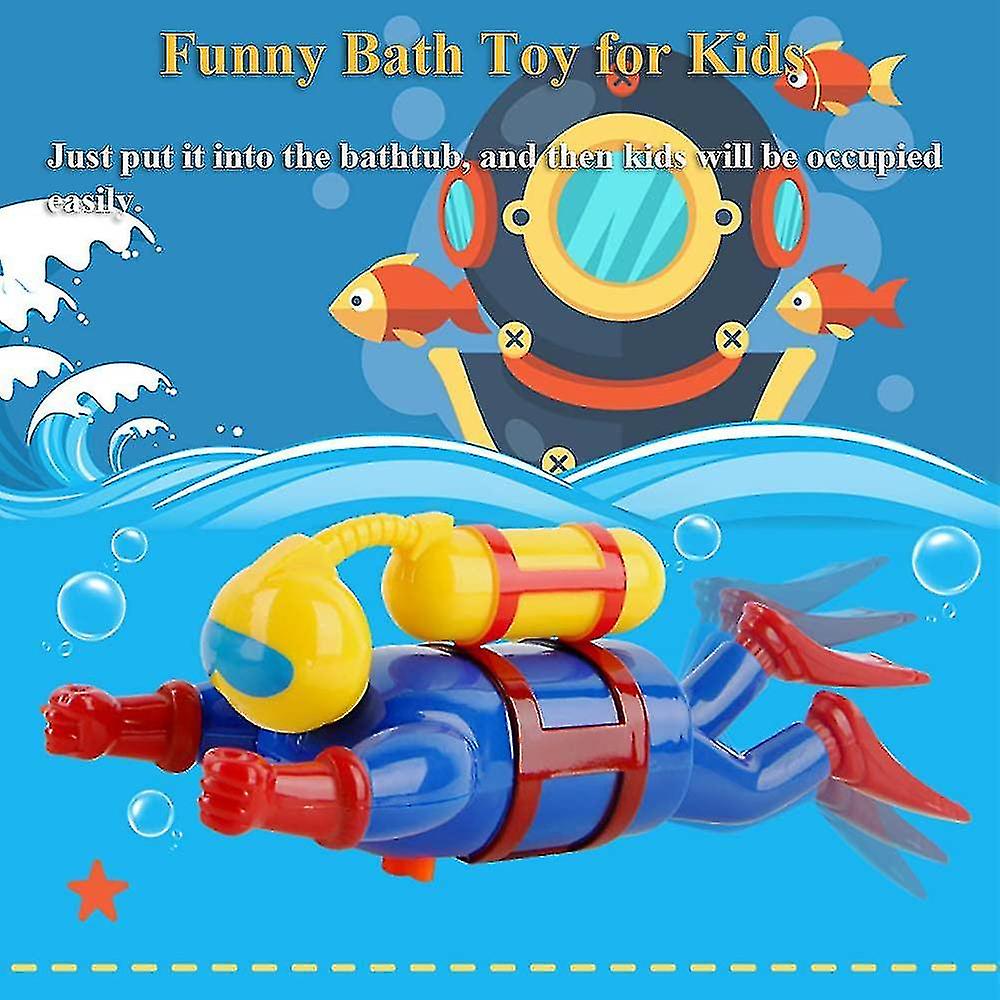 Diver Bath Toys， Fun Swimming Frogman Toys Wind-up Bath Toys