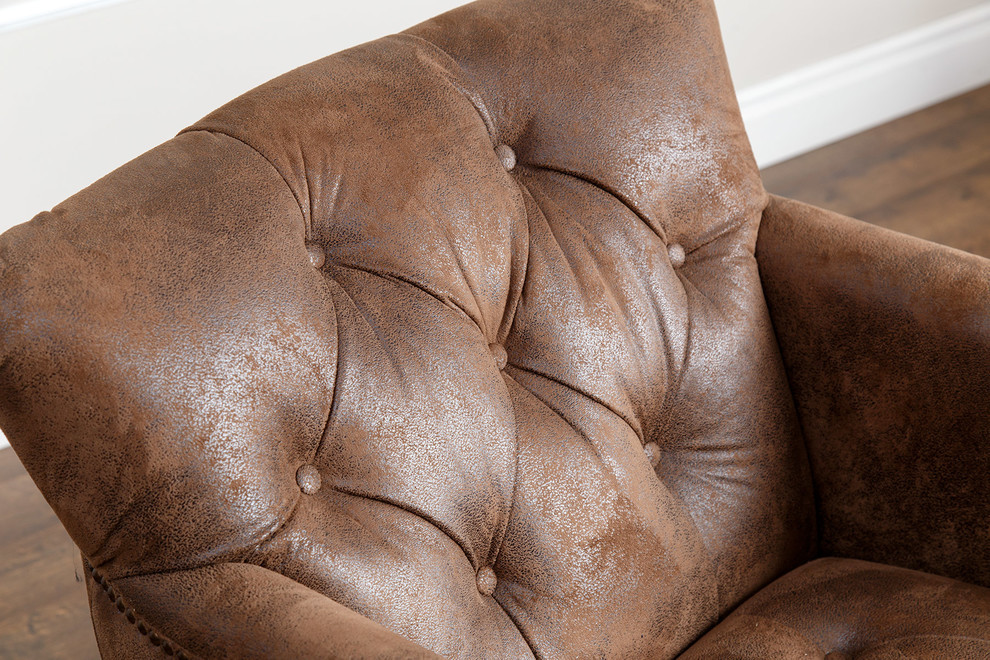 Tafton Fabric Club Chair  Antique Brown   Traditional   Armchairs And Accent Chairs   by Homesquare  Houzz