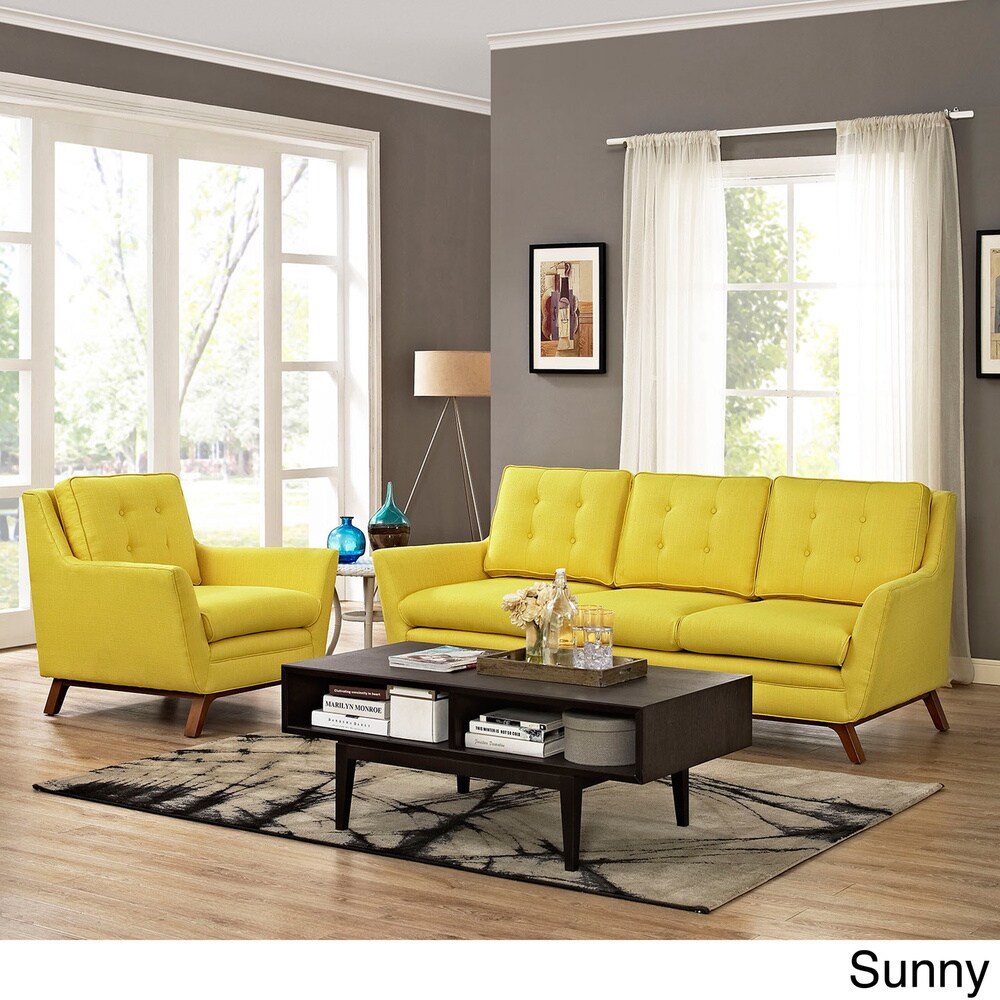 Beguile Tufted Fabric Armchair and Sofa Set