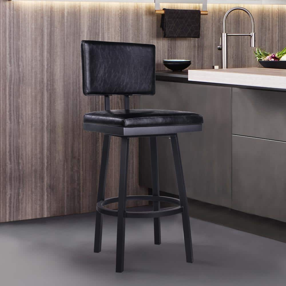 Armen Living Balboa 30 in. Black Swivel Bar Stool LCBBBABLVB30