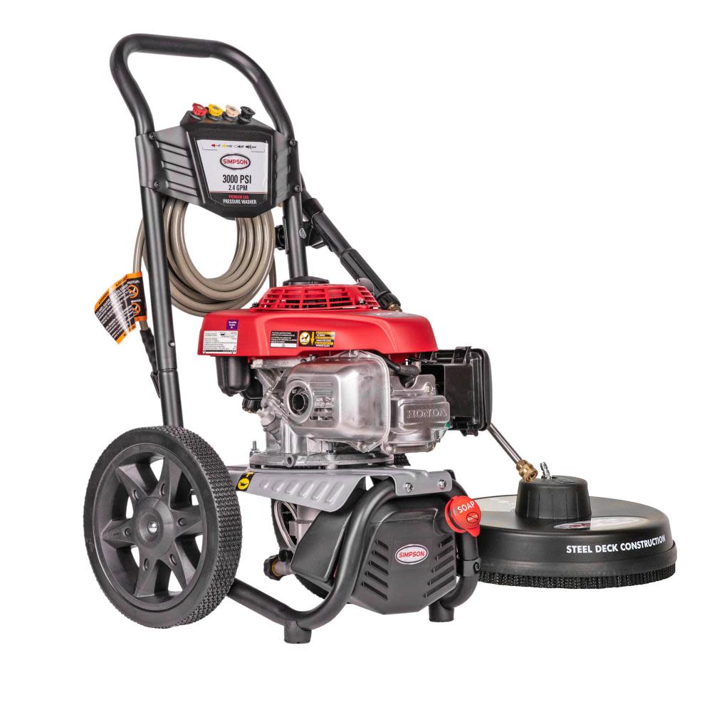 MegaShot 3000 PSI at 2.4 GPM HONDA GCV160 with OEM Technologies Axial Cam Pump Cold Water Premium Residential Gas Pressure Washer with 15 in. Surface Scrubber ;