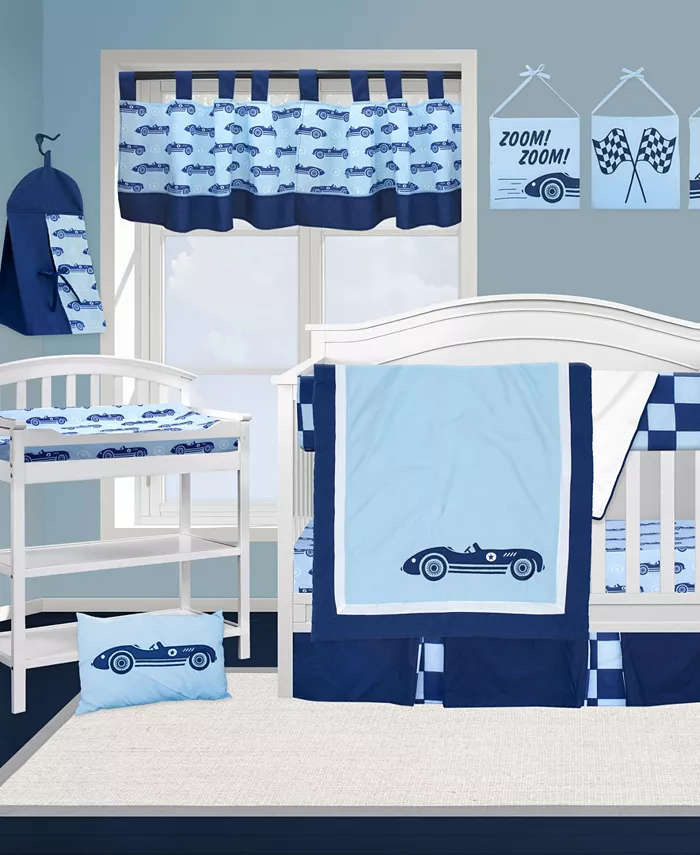 Pam Grace Creations Racecars 10 Piece Crib Bedding Set