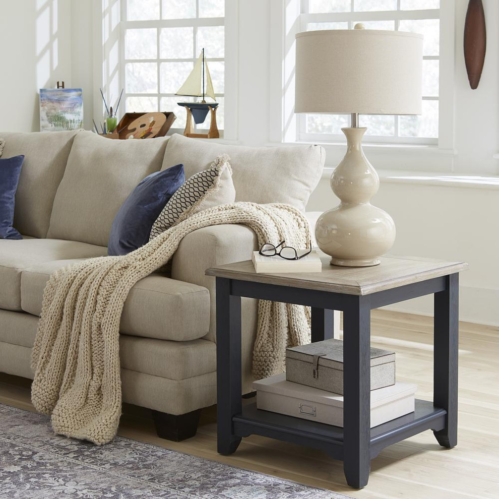 End Table  Navy Transitional Multi   Contemporary   Accent Chests And Cabinets   by BisonOffice  Houzz