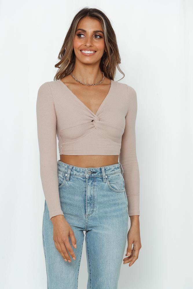 No Hate Here Crop Top Beige