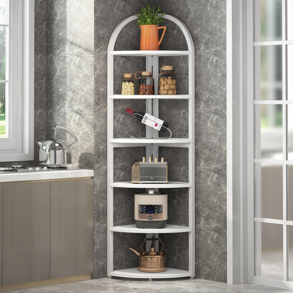 6 Tier/7 Tier Corner Shelf  Tall Corner Bookshelf  Freestanding Display Book Shelf