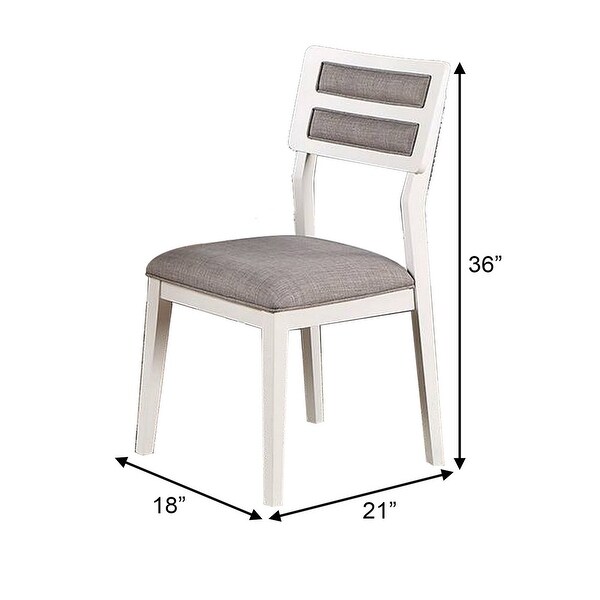 Kya 21 Inch 2 Tone Dining Chair， Ladder Back， Gray Seat， Set of 2， White