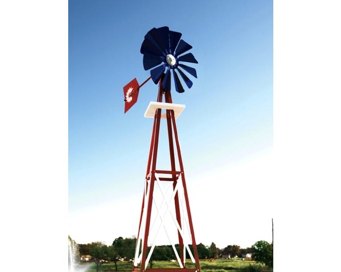 Outdoor Water Solutions Small Red/White/Blue Backyard Windmill BYW0060