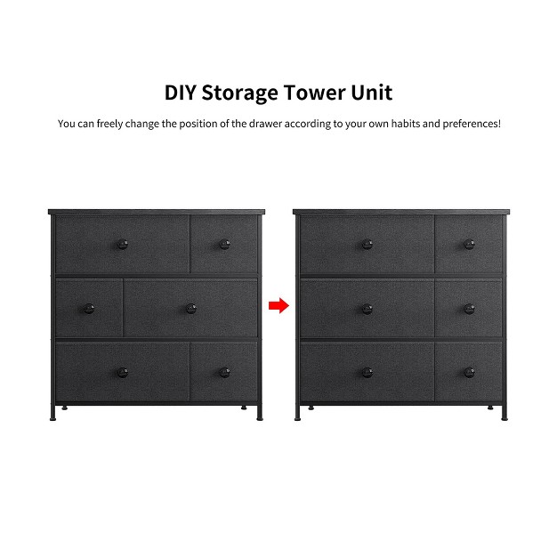 Reahome 6 Drawer Steel Frame Bedroom Storage Organizer Chest Dresser With Waterproof Top Adjustable Feet And Wall Safety Attachment