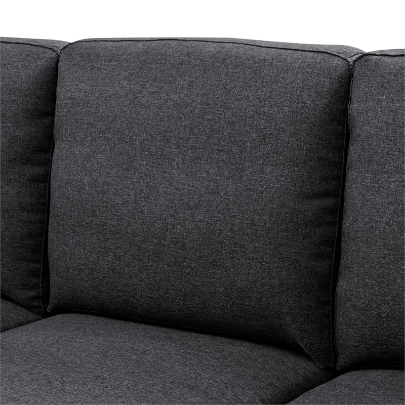 Partner Furniture Fine Linen Fabric 95.25 Wide Sofa & Chaise in Steel Gray