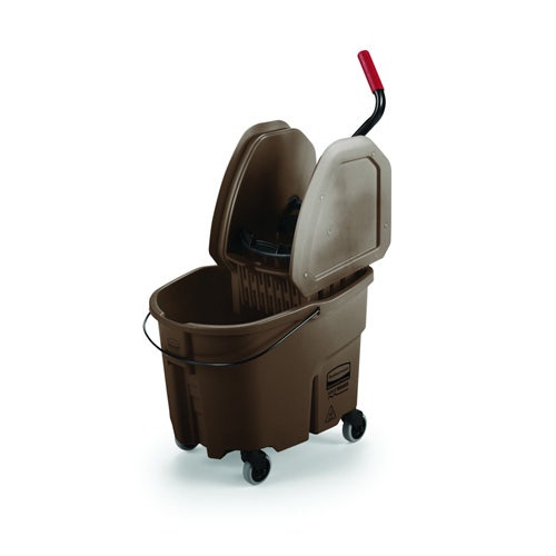 Rubbermaid FG757788BRN WaveBrake 35-Quart Mop Bucket with Down Press Wringer， Brown