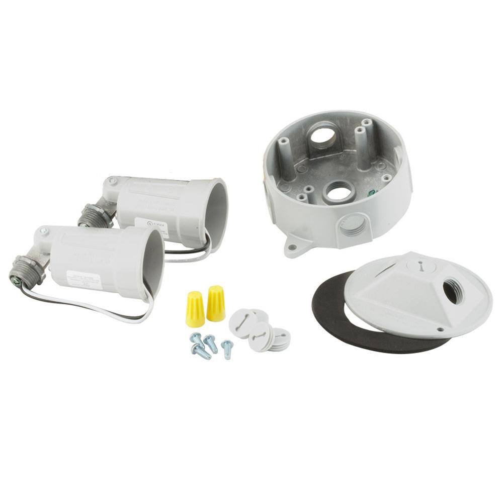 BELL N3R White Round Light Outdoor Weatherproof Kit Includes with Box Cover and 2 Lampholders 5829-6