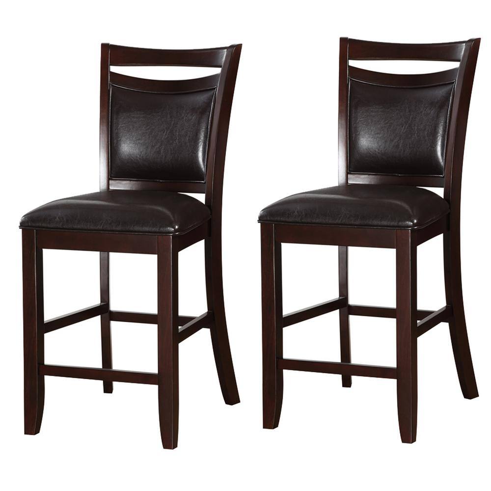 Benjara Classic 24 in. Brown and Black Wooden Armless High Chair (Set of 2) BM166597