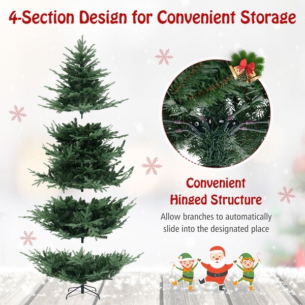 Gymax 8 FT Artificial Xmas Tree w/ 778 PVC PE Branch Tips 450 Warm