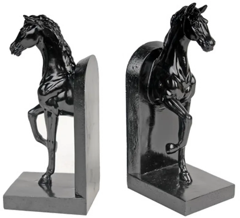 Black Horse Bookend Pair