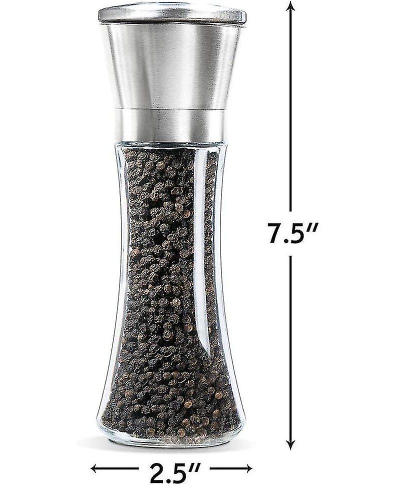 2 Pcs Salt And Pepper Mill Set With Adjustable Ceramic Grinder