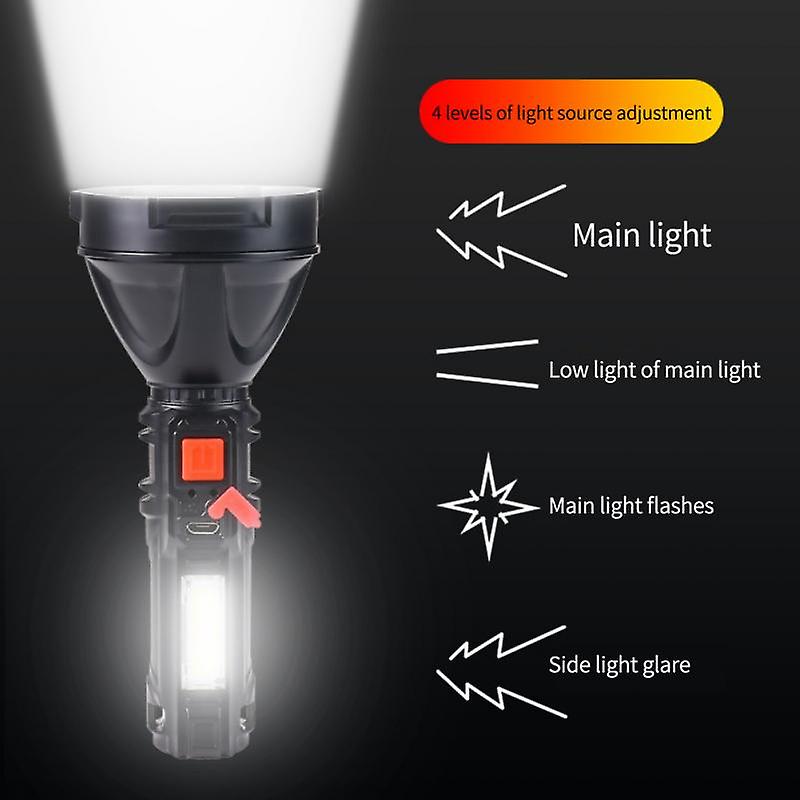 Powerful Led Flashlight Portable 4 Lighting Modes Osl+cob Torch Usb Charging Long-range Searchlight Waterproof Spotlights