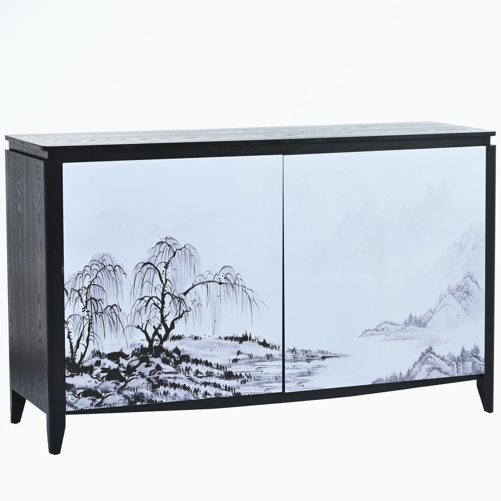 Sideboard Buffet with 2 Decorative Doors  2 Drawers and 4 shelves
