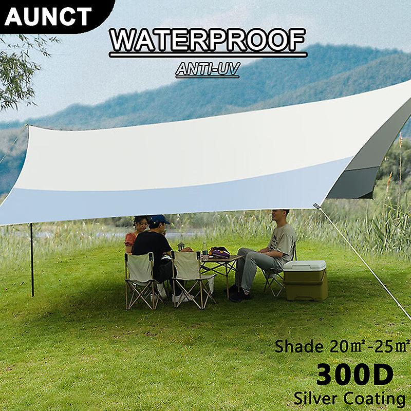 Born Pretty 5.2x4.5m Large Silver Coating Tarp Waterproof Hexagonal Awning Camping Outdoor Shade Tarpaulin Tent Shelter Sunshade Flysheet