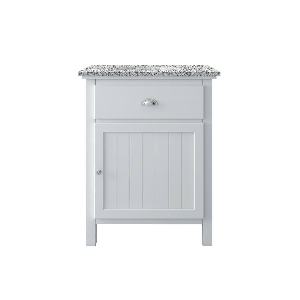 Home Decorators Collection Ridgemore 28 in. W x 22 in. D x 35 in. H Vanity in White with Granite Vanity Top in Grey with White Sink MD-V1762