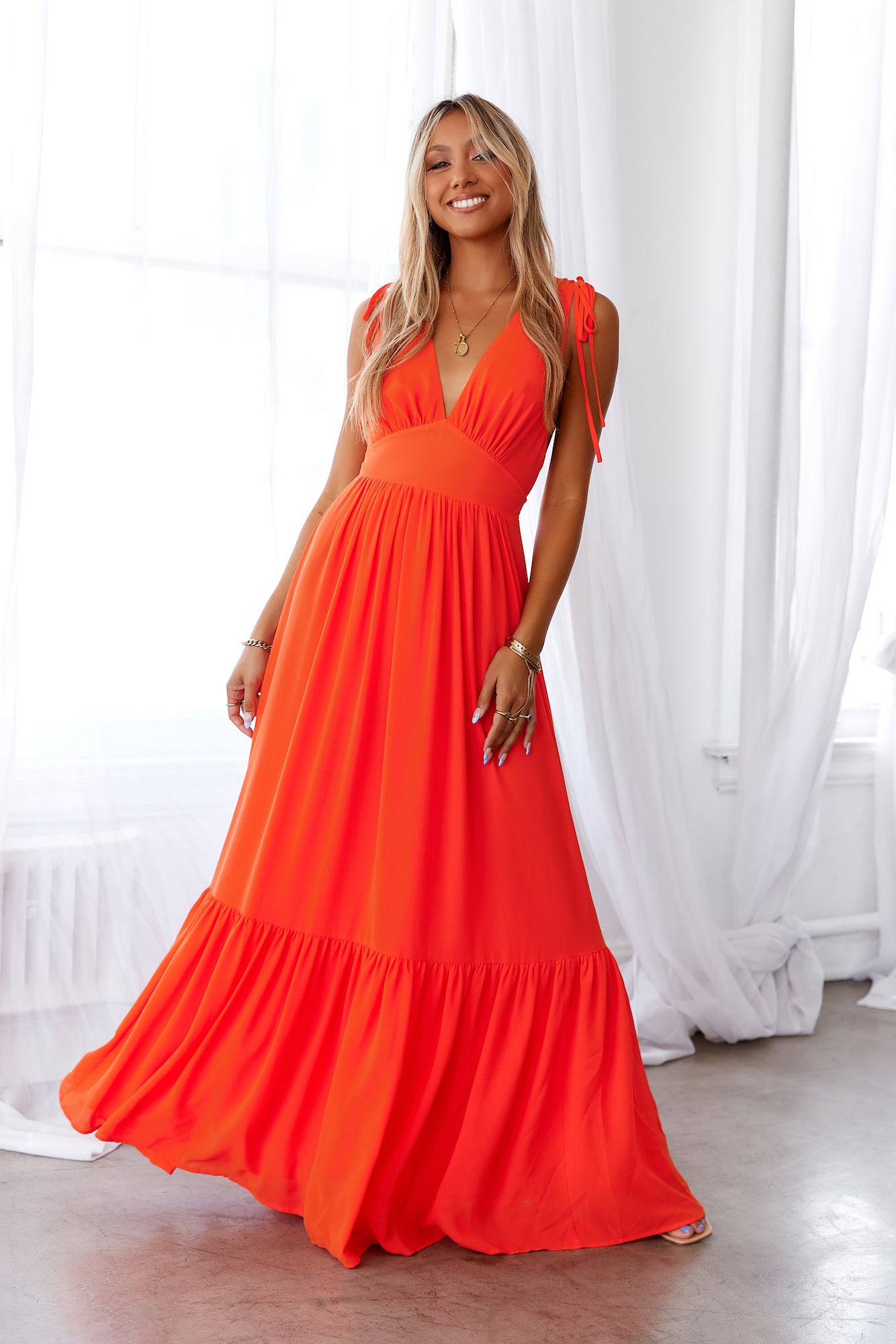 HELLO MOLLY Stand Out Heart Maxi Dress Bright Red