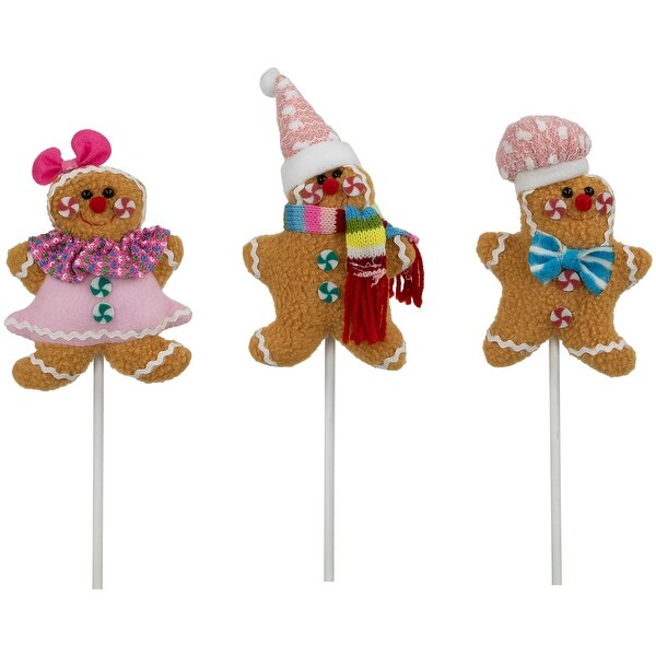 Set of 3 Plush Gingerbread Christmas Picks 10