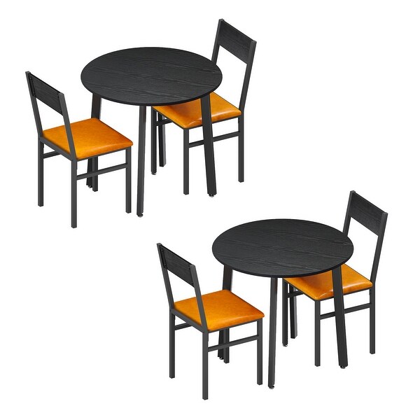 3-Piece Dining Table Set with 2 Cushioned Chairs for Kitchen Apartment